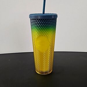 Green and Yellow Starbucks tumbler